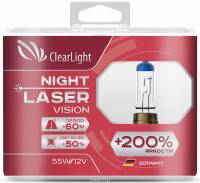 Лампа Clearlight H7-12-55 +200% Night Laser Vision набор 2шт Евро-бокс