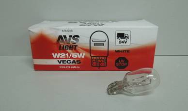 Лампа 24V бесцок. W21/5W 2-контакт. (W3x16q) Vegas из 10шт (AVS)