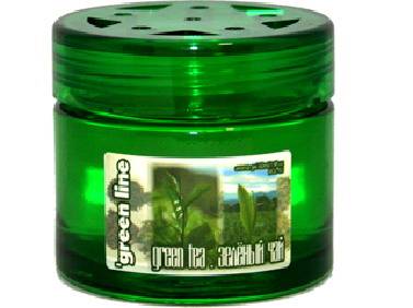Освежитель (ароматизатор) на панель гелевый GREEN LINE зеленый чай (60мл) (40) (FKVJP)