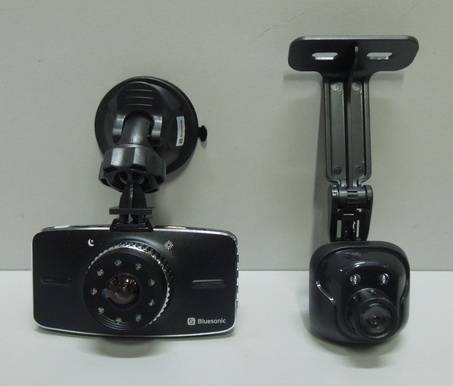 Видеорегистратор Bluesonic BS-B100 FULL HD 30к/сек., 2 камеры, Экран 12,5см, угол 170/120*
