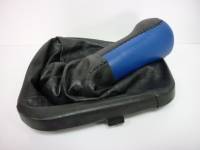 Ручка КПП кожан. с чехлом ВАЗ 2110-12 синяя с рамкой (Azard Group)