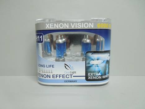 Лампа Clearlight H11-12-55 XenonVision Long Life 6000K ярко-белая из 2шт (5/50)