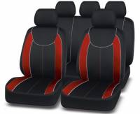 Чехлы на сиденья унив. Autopremier Escada черно-красные, полиэстер+карбон, 3мм поролон, 3 молнии (11пр)