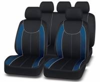 Чехлы на сиденья унив. Autopremier Escada черно-синие, полиэстер+карбон, 3мм поролон, 3 молнии (11пр)