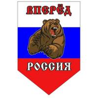 Вымпел пятиугольный "Вперед Россия" (100х150) триколор с медведем