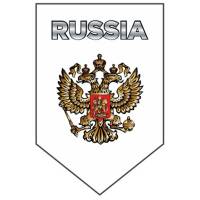 Вымпел пятиугольный "Герб Россия" (100х150) белый