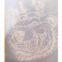 Наклейка "Медведь (корона)" белая, вырезанная (25х30см)