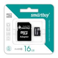 Карта памяти MicroSD 16GB (SDHC) SmartBuy class-10 с адаптером