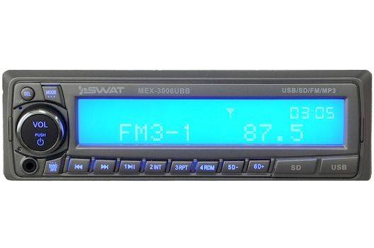 SWAT Проигрыватель MEX-3006UBB MP3,USB,SD 4x50BT синие кнопки 