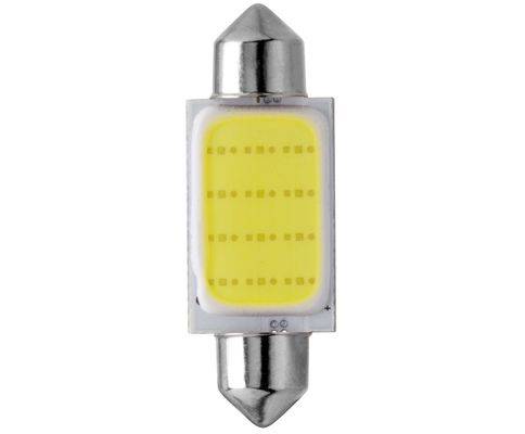 Лампа светодиод. 12V T11 салон. 39мм 1 диод COB белая 12 чипов (S8,5) (5050) (Автосвет)