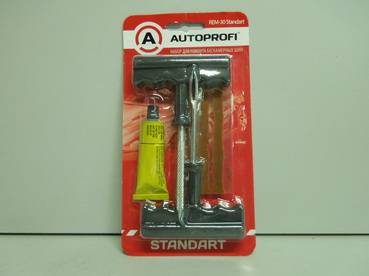 Набор для ремонта бескамерных шин STANDART (шило, клей, рашпиль, жгут) (Autoprofi)