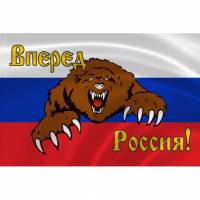 Флаг Вперед Россия с медведем 90х60 с флагштоком