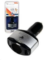 Разветвитель прикуривателя 1 гнездо + 2 USB порт, (LED подсветка, цифровой вольтметр) (NOVA BRIGHT)