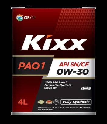 ГСМ Масло Kixx PAO1 0W30 API SN (4л.) синт.