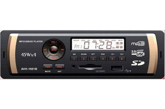 Проигрыватель AVH-1501B MP3, USB, SD, без привода 4х45Вт красные кнопки (1DIN) ACES