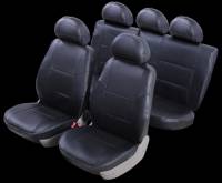 Чехлы на сиденья Mitsubishi Lancer X седан 07-- Senator Atlant разд. экокожа черные (Azard Group)
