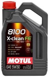 Масло моторное Motul 8100 X-Clean FE 5W-30 ACEA С2/C3, API SN/SM/SL/SJ/SH/SG/CF (4л)