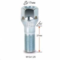Болт колеса M12*1,25*27 Цинк Конус с выступом облегченный ключ 17мм (Вектор) Болт колеса M12*1,25*27 Цинк Конус с выступом облегченный ключ 17мм (Вектор)