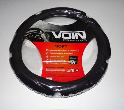 Оплетка руля (M) 2108-15, ИНОМАРКИ 37-39 см экокожа Voin Soft черная (Azard)