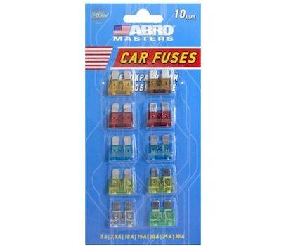 Предохранитель флажк. набор №8 из 10шт (5А,7.5А,10А,15А,20А, 25А, 30А) в блист. (ABRO)