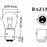 Лампа LYNX P21/4W S25 12V21/4W BAZ15D 2-конт. со смещ. цоколем, стоп-сигналы+габариты, L14021