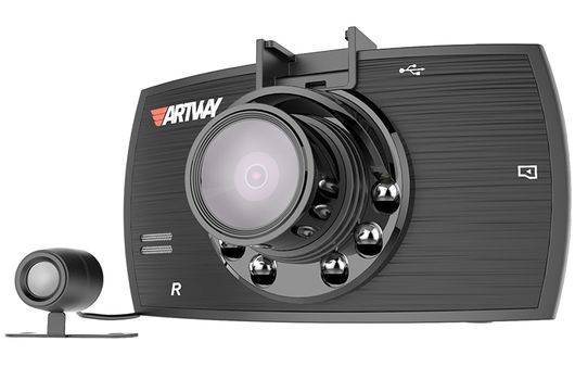 Видеорегистратор Artway AV-520 HD 25к/сек, 2 камеры, экран 6см, угол 120*, SD до 32Gb, ARTWAY