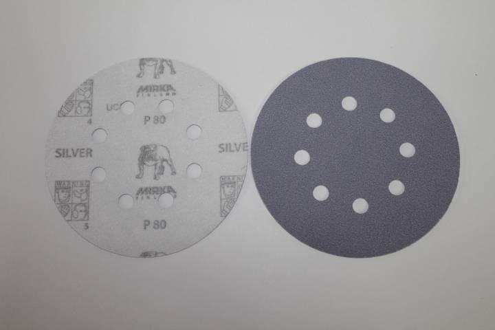 Бумага наждачная круг № 150 -8 отв.D=125 мм на липучке (MIRKA)