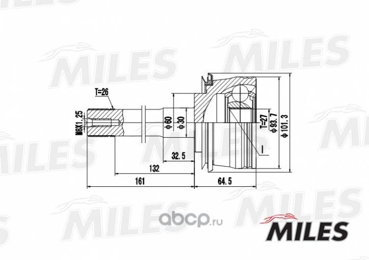 ШРУС Toyota Hilux IV/V 2.4-3.4 наруж. 26/27шл.