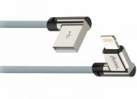 Кабель USB для iPhone 5 lightning 1м угловой серый (Partner)