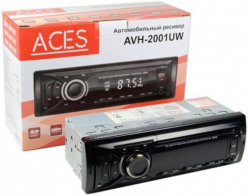 ACES Проигрыватель AVH-2001UW MP3, USB, SD, AUX, 1RCA без привода 4х50Вт белая подсветка