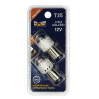 Лампа 1-конт. 12V P21W S25 6 SMD с цок. BA15s SILVER оранж. (2 шт в блистере) (МАЯК)
