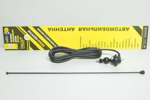 Антенна врезная Триада BA 59-01 поворотная на шарике 180 градусов, пруток прямой 40см, длина кабеля 3 метра (50)