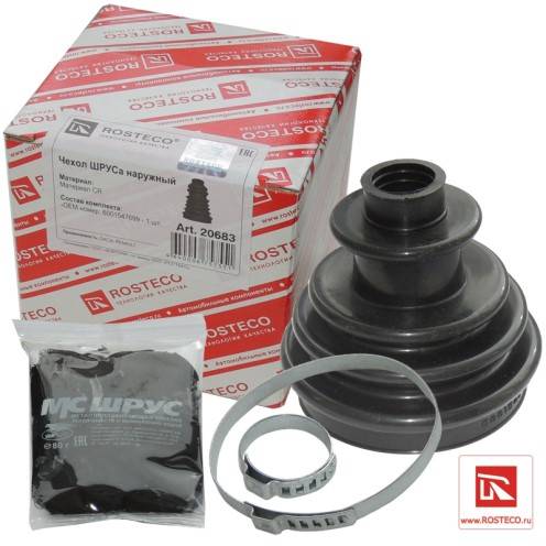 Пыльник ШРУС Renault Logan Clio Megan Sandero наруж. (+ 2 хомута, смазка) (Rosteco)