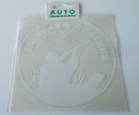 Наклейка "За рулем охотник" №2 белая (15х15см) наруж. (Россия)