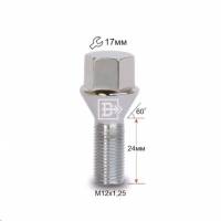 Болт колеса M12*1,5*24 Хром Конус с выступом (Вектор) Болт колеса M12*1,5*24 Хром Конус с выступом (Вектор)
