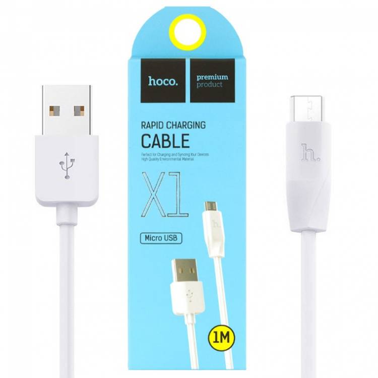 Дата-кабель универ. micro USB /Android/ 1 м белый (HOCO.)