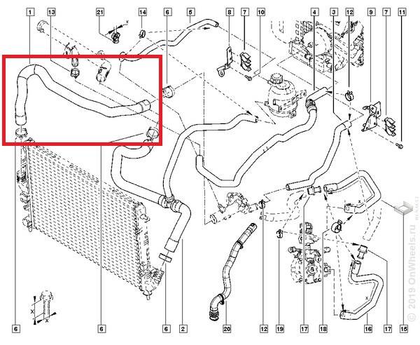 Патрубок радиат. Renault Duster с 2012 г. верх.