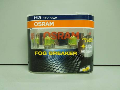 Лампа OSRAM H3-12-55 +60% FOG BREAKER 2600K набор 2шт Евро-бокс (10)