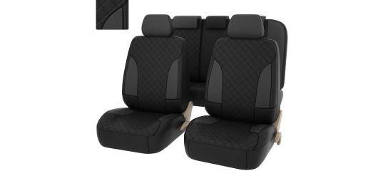 Авточехлы универсальные PSV King Next (Черно-серый), терморомб + экокожа