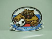 Наклейка RUS-флаг медведь forever овал (10х14см) (Россия)