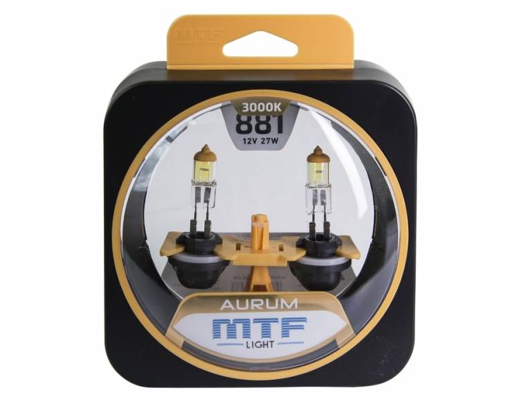 Лампа MTF h27 12V 27w 881 (под угол) 3000k Aurum набор 2шт