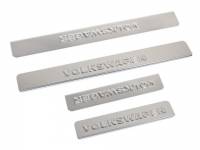 Накладки порогов VW Polo из 4шт (нерж.) (Dollex) Накладки порогов VW Polo из 4шт (нерж.) (Dollex)
