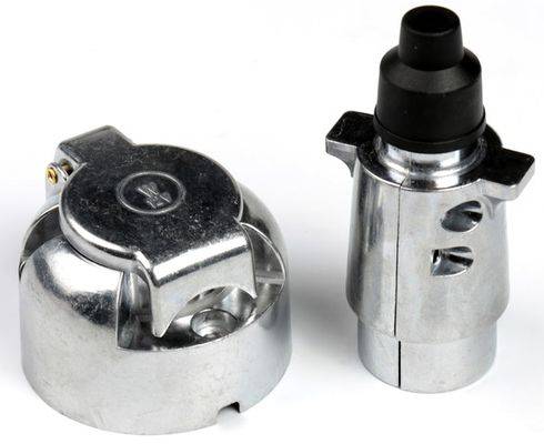 Электроразъем прицепа металлический в сборе (7 контактов, вилка + розетка) (Вымпел)