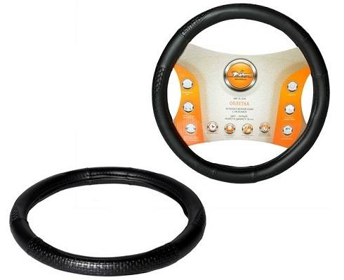 Оплетка на руль, искусственная кожа с тиснением, черная, 40 см / L (AWC-SL-03L) (Airline)