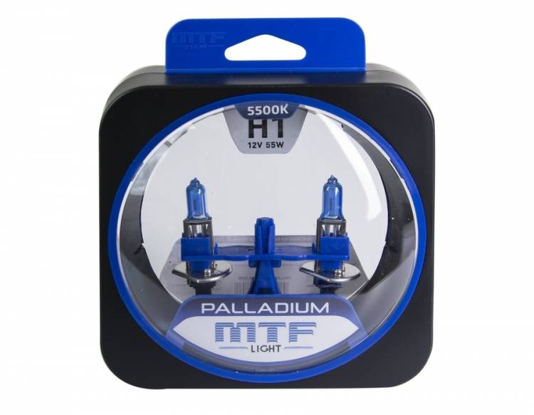 Лампа автомобильная MTF H1 12V 55W 5500K Palladium 2шт