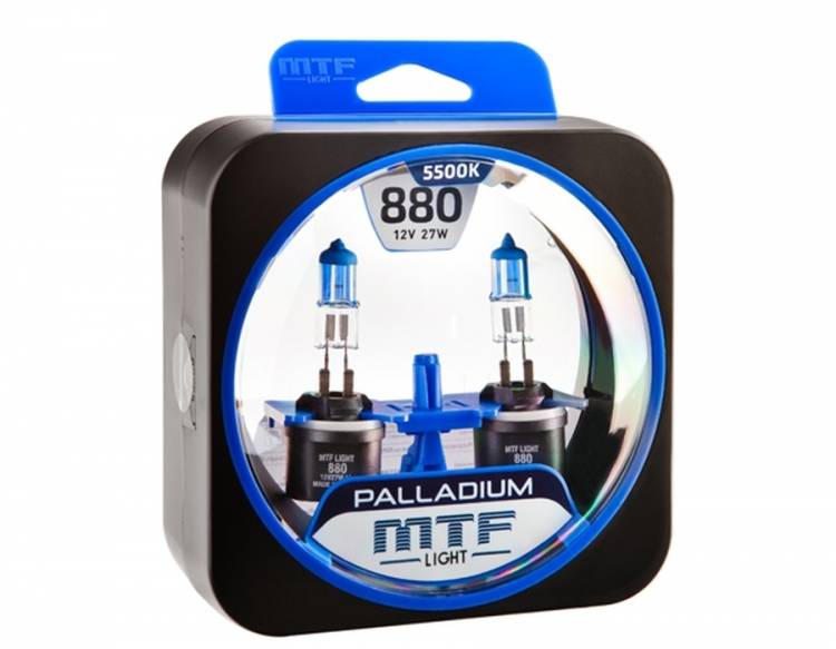 Лампа автомобильная MTF H27 12V 27W (880) (прямой цоколь) Palladium 5500K 2шт