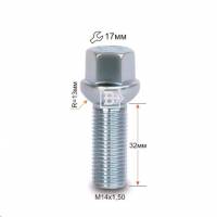 Болт колеса M14*1,5*32 Цинк Сфера с выступом ключ 17мм (Вектор) Болт колеса M14*1,5*32 Цинк Сфера с выступом ключ 17мм (Вектор)