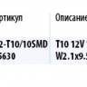 Лампа светодиод. 12V T10 бесцок. 10 диодов SMD белая Упаковка 10шт (W5W) (5630) (МАЯК) (10/200) (Маякавто)