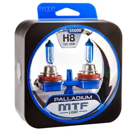 Лампа автомобильная MTF H8 12V 35W Palladium 5500K 2шт