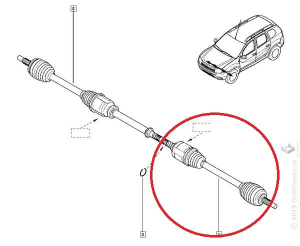 Привод шрус в сб. Renault Duster 2015-> Kaptur 2.0i 16V F4R АКПП DP8 лев.